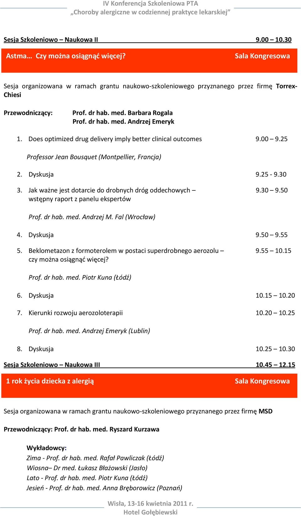 Jak ważne jest dotarcie do drobnych dróg oddechowych 9.30 9.50 wstępny raport z panelu ekspertów Prof. dr hab. med. Andrzej M. Fal (Wrocław) 4. Dyskusja 9.50 9.55 5.