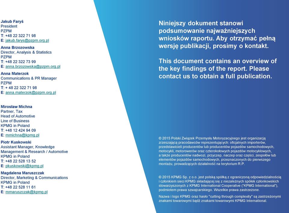 This document contains an overview of the key findings of the report. Please contact us to obtain a full publication.