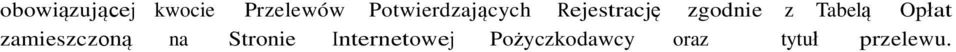 Tabelą Opłat zamieszczoną na Stronie