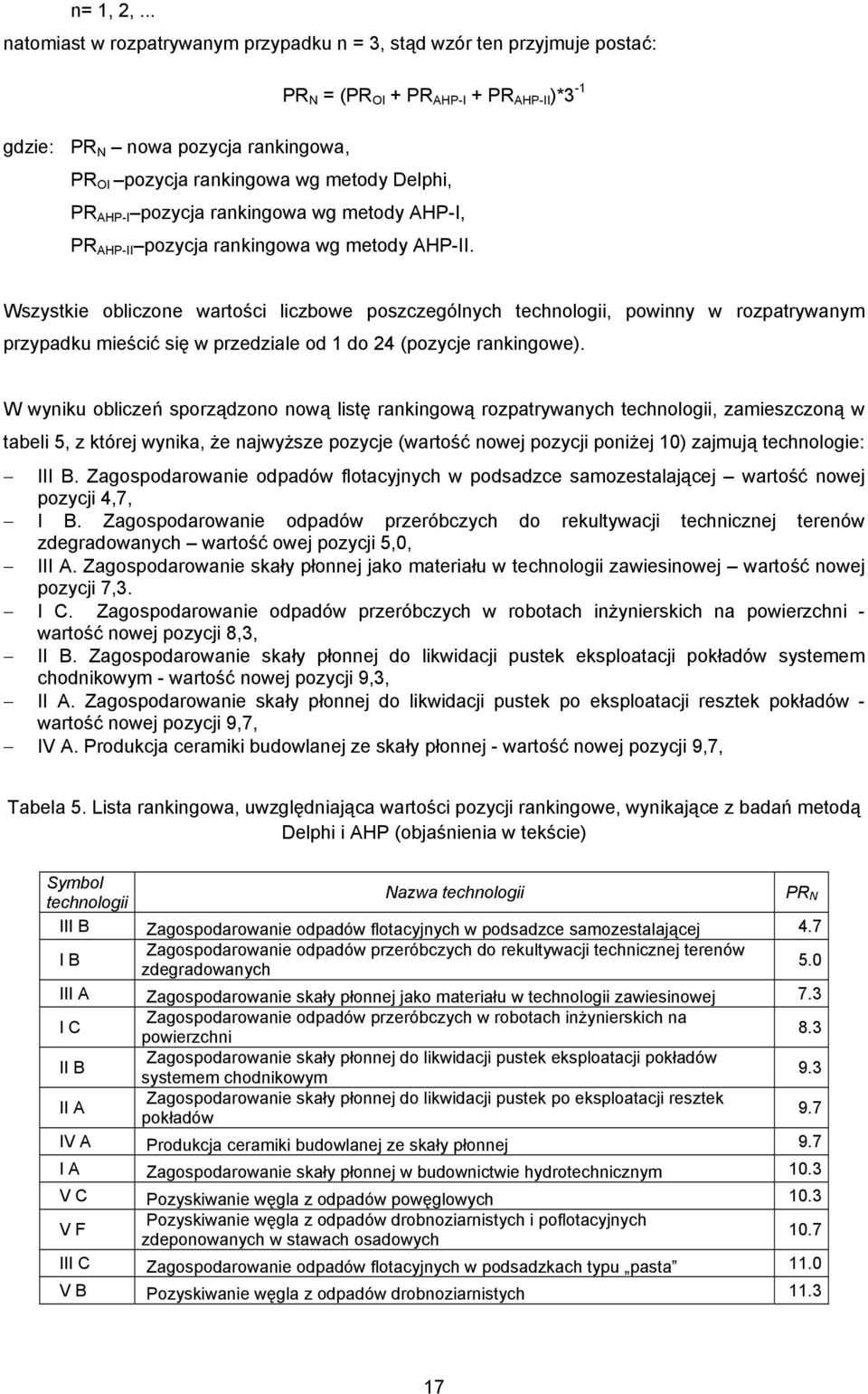 Delphi, PR AHP-I pozycja rankingowa wg metody AHP-I, PR AHP-II pozycja rankingowa wg metody AHP-II.