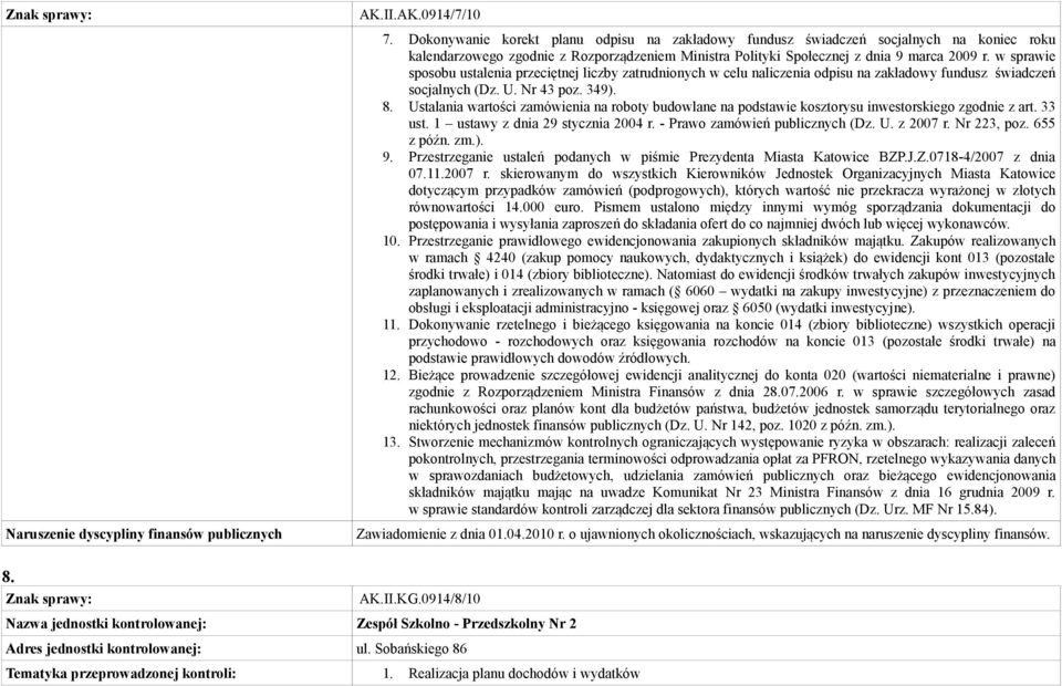 Realizacja planu dochodów i wydatków 7.