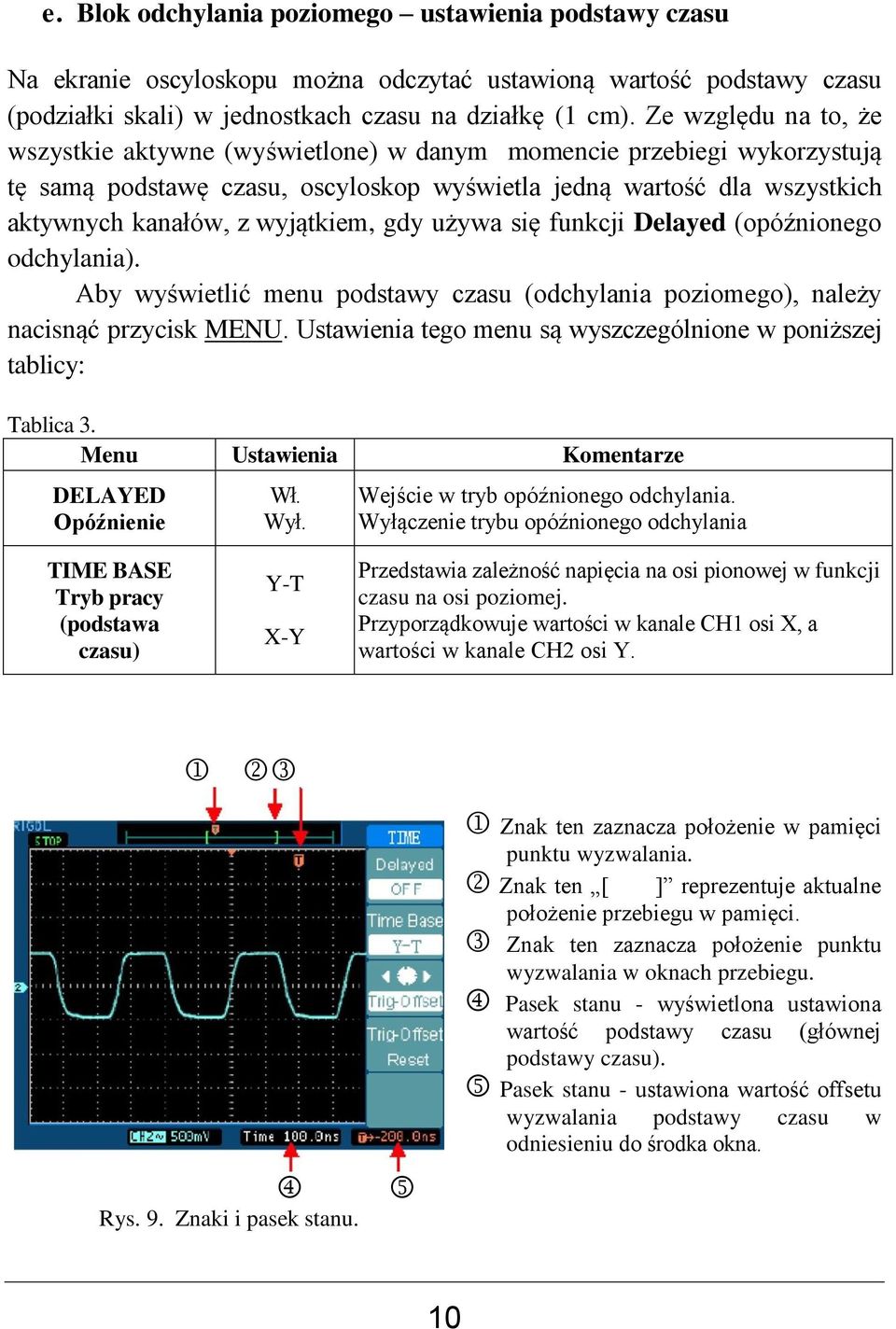 gdy używa się funkcji Delayed (opóźnionego odchylania). Aby wyświetlić menu podstawy czasu (odchylania poziomego), należy nacisnąć przycisk MENU.