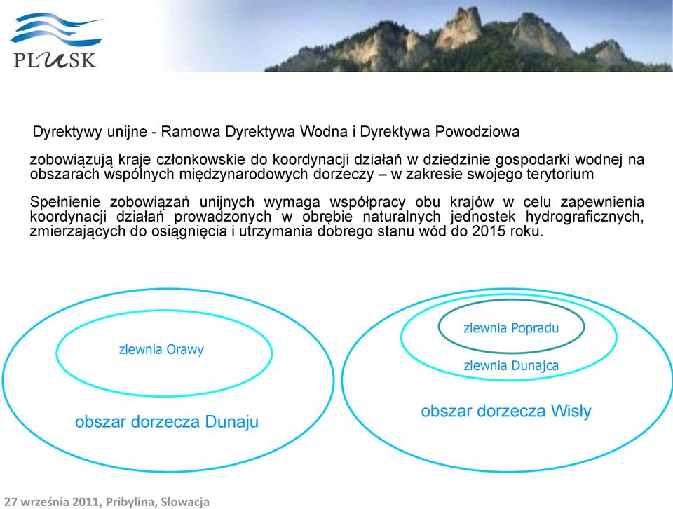 współpracy obu krajów w celu zapewnienia koordynacji działań prowadzonych w obrębie naturalnych jednostek hydrograficznych, zmierzających