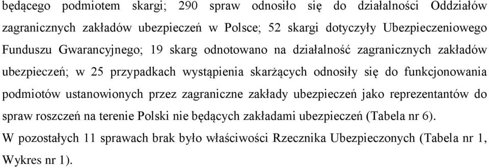 skarżących odnosiły się do funkcjonowania podmiotów ustanowionych przez zagraniczne zakłady ubezpieczeń jako reprezentantów do spraw roszczeń na