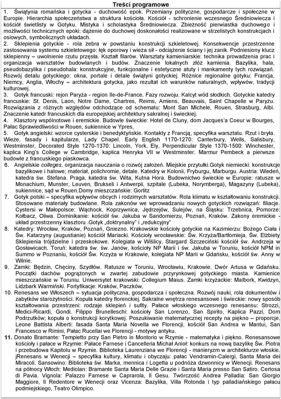 Zbieżność pierwiastka duchowego i możliwości technicznych epoki: dążenie do duchowej doskonałości realizowane w strzelistych konstrukcjach i osiowych, symbolicznych układach. 2.