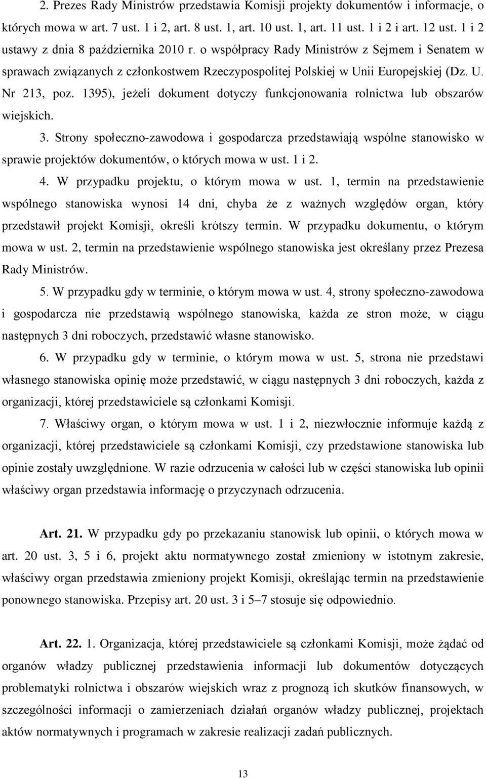 1395), jeżeli dokument dotyczy funkcjonowania rolnictwa lub obszarów wiejskich. 3.