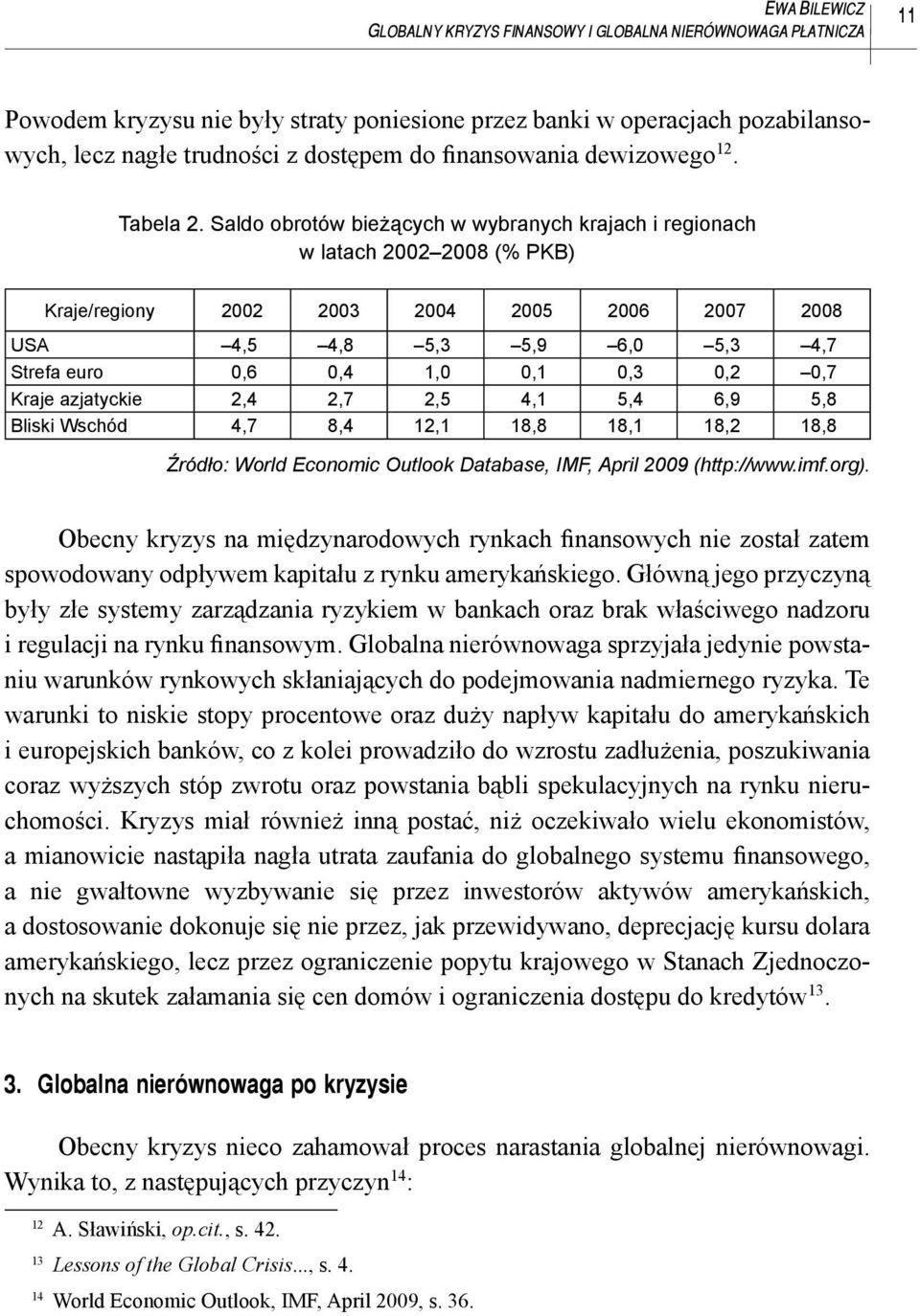 Saldo obrotów bieżących w wybranych krajach i regionach w latach 2002 2008 (% PKB) Kraje/regiony 2002 2003 2004 2005 2006 2007 2008 USA 4,5 4,8 5,3 5,9 6,0 5,3 4,7 Strefa euro 0,6 0,4 1,0 0,1 0,3 0,2