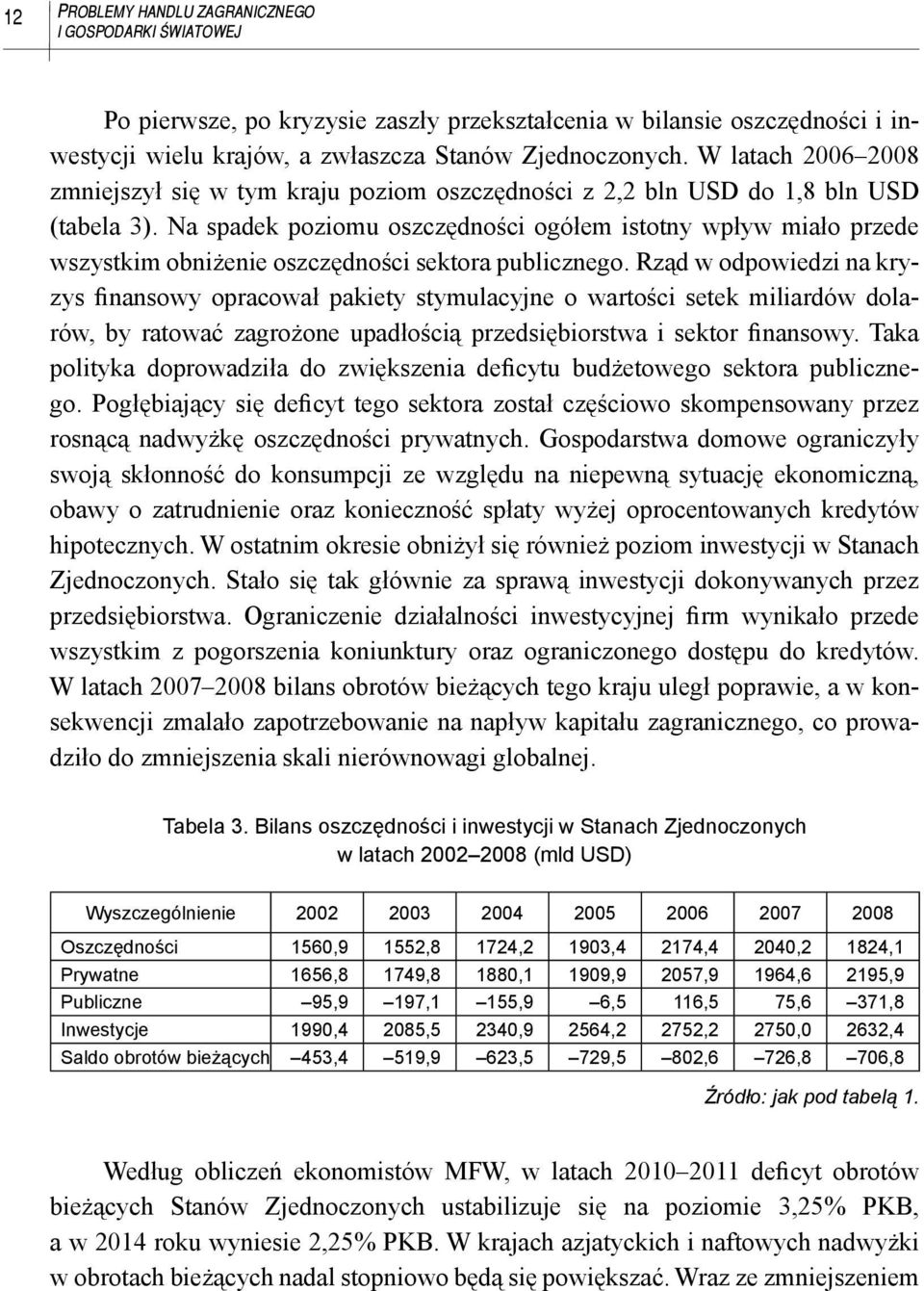 Na spadek poziomu oszczędności ogółem istotny wpływ miało przede wszystkim obniżenie oszczędności sektora publicznego.