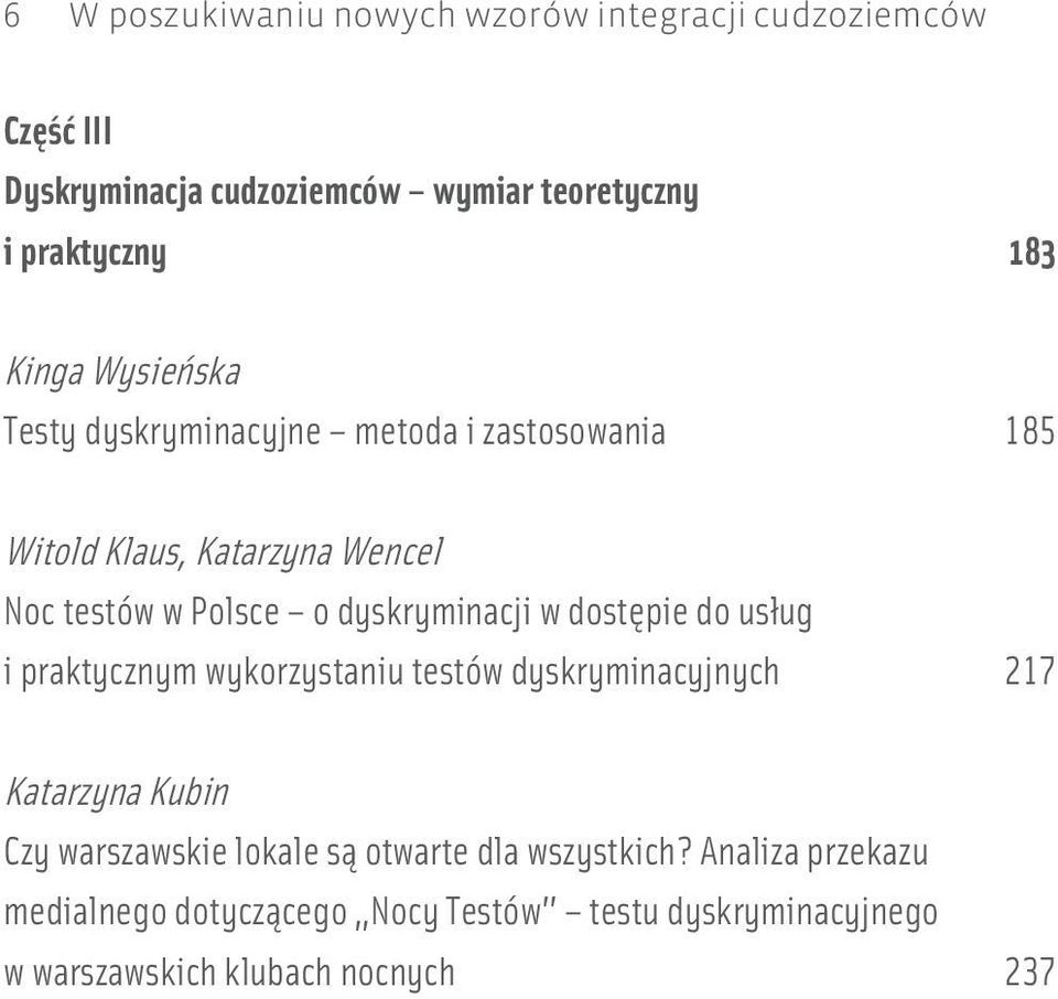 dyskryminacji w dostępie do usług i praktycznym wykorzystaniu testów dyskryminacyjnych 217 Katarzyna Kubin Czy warszawskie