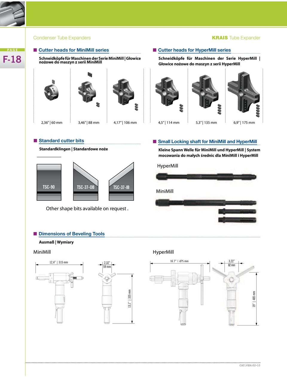 Standardklingen Standardowe noże n Small Locking shaft for MiniMill and HyperMill Kleine Spann Welle für MiniMill und HyperMill System mocowania do małych średnic dla MiniMill i