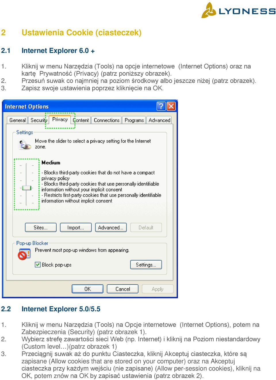 Kliknij w menu Narzędzia (Tools) na Opcje internetowe (Internet Options), potem na Zabezpieczenia (Security) (patrz obrazek 1). 2. Wybierz strefę zawartości sieci Web (np.