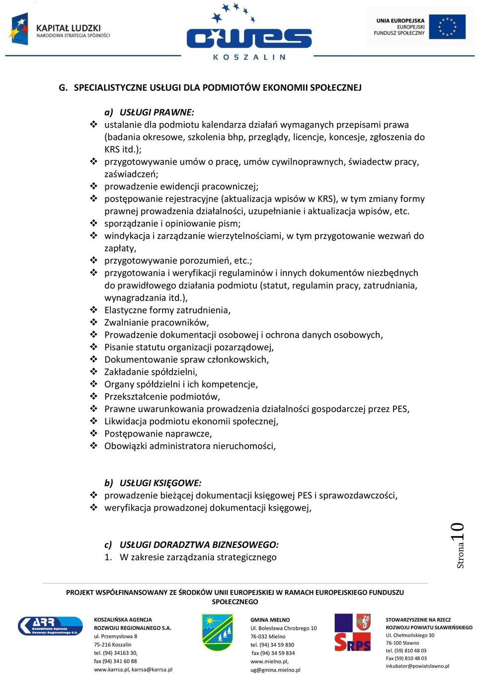 koncesje, zgłoszenia do KRS itd.