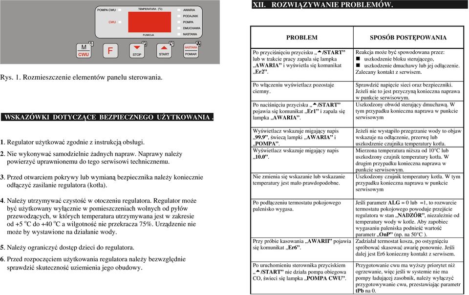 Przed otwarciem pokrywy lub wymianą bezpiecznika należy koniecznie odłączyć zasilanie regulatora (kotła). 4. Należy utrzymywać czystość w otoczeniu regulatora.