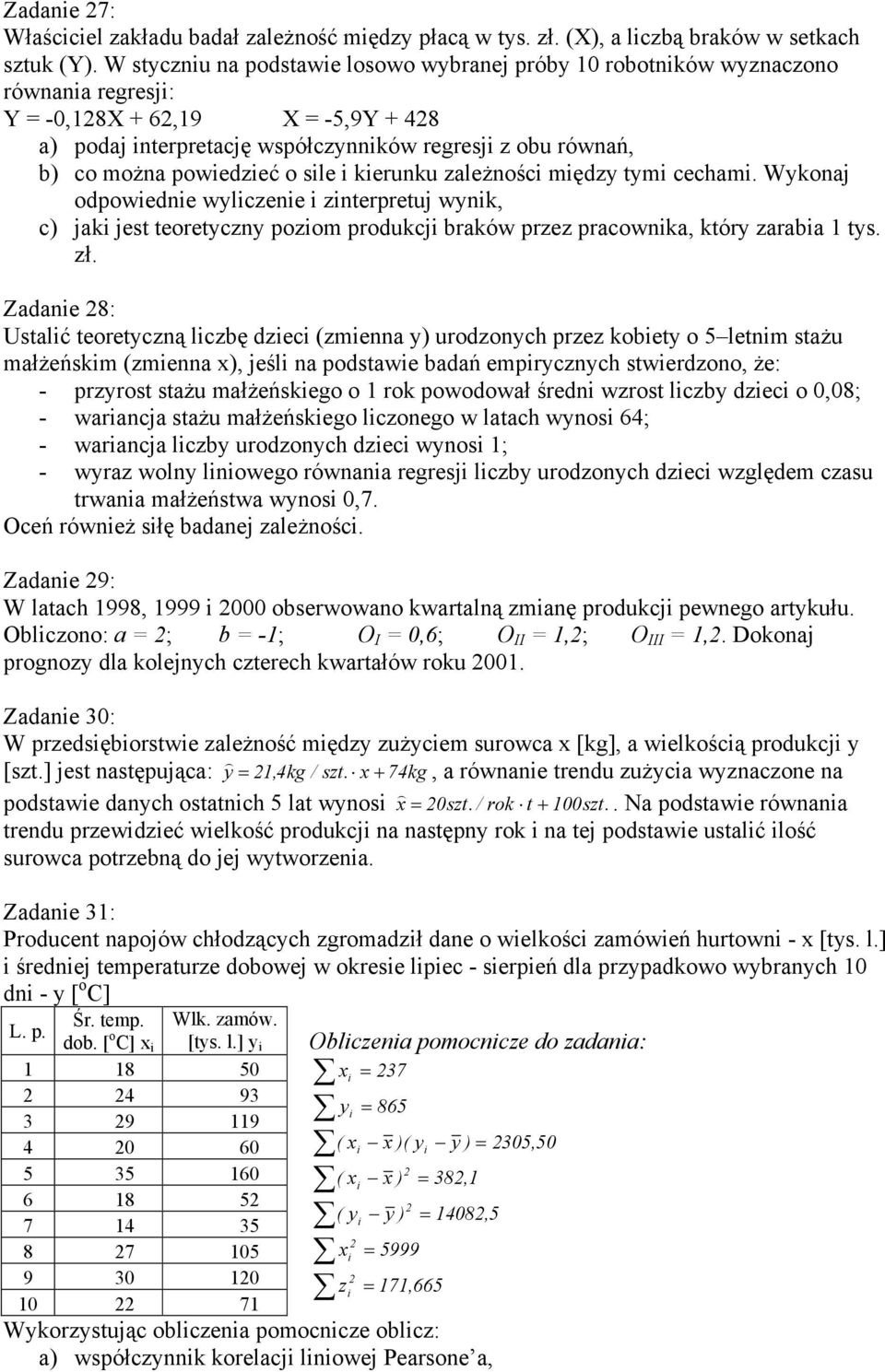 sle kerunku zależnośc mędzy tym cecham. Wykonaj odpowedne wylczene znterpretuj wynk, c) jak jest teoretyczny pozom produkcj braków przez pracownka, który zaraba 1 tys. zł.