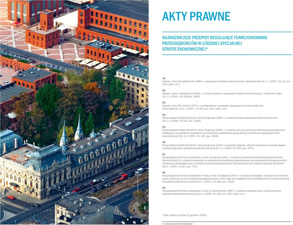 o zmianie ustawy o specjalnych strefach ekonomicznych i niektórych ustaw (Dz. U. z 2003 r. Nr 188 poz. 1840); 03. Ustawa z dnia 30 kwietnia 2004 r.