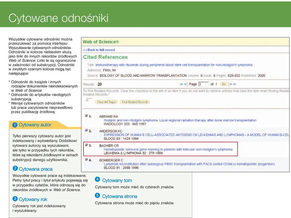 Odnośniki w zwykłym czarnym kolorze mogą być następujące: * Odnośniki do książek i innych rodzajów dokumentów nieindeksowanych w Web of Science * Odnośniki do artykułów nieobjętych subskrypcją *