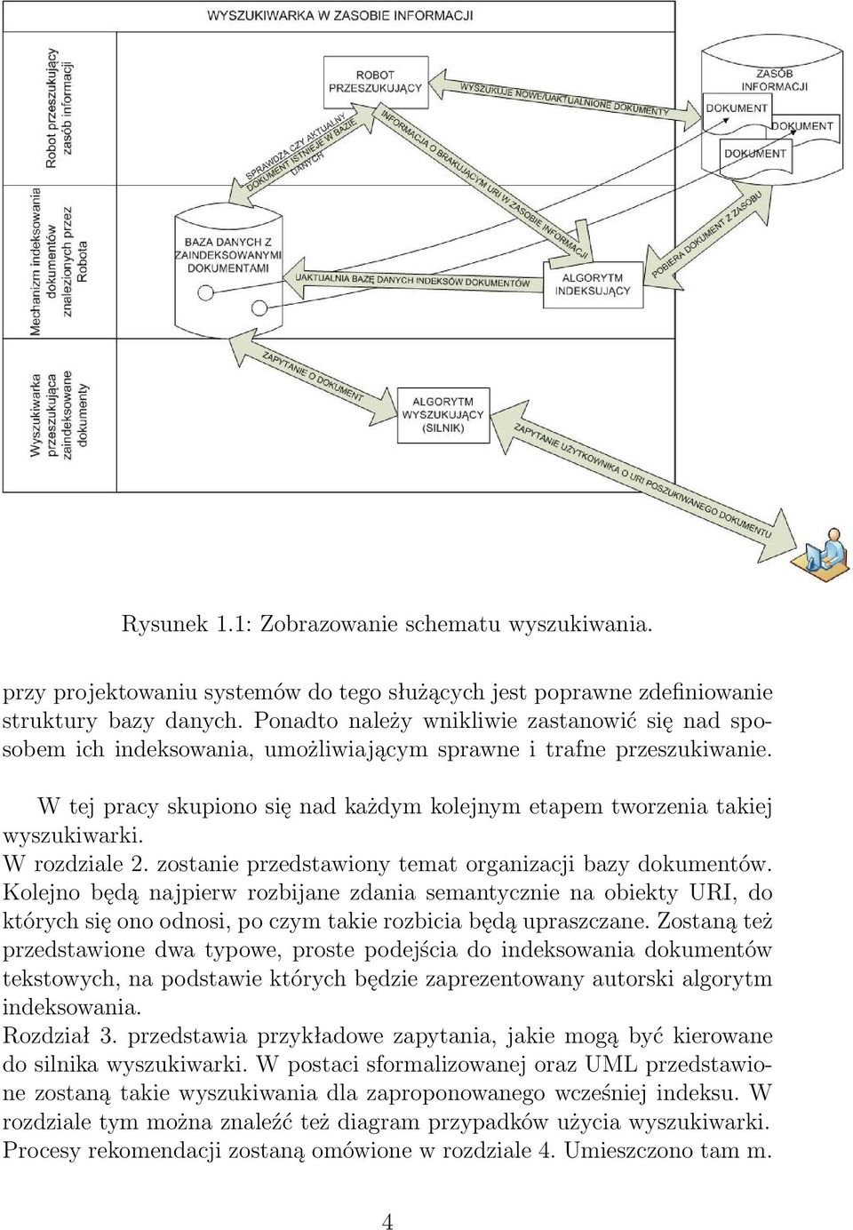 W tej pracy skupiono się nad każdym kolejnym etapem tworzenia takiej wyszukiwarki. W rozdziale 2. zostanie przedstawiony temat organizacji bazy dokumentów.