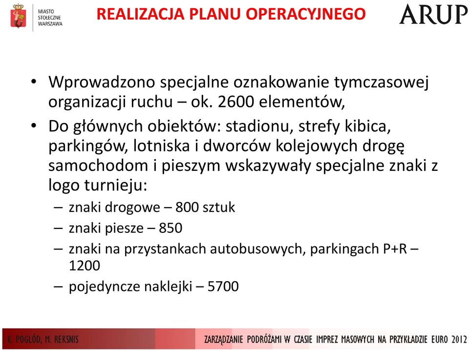 kolejowych drogę samochodom i pieszym wskazywały specjalne znaki z logo turnieju: znaki drogowe