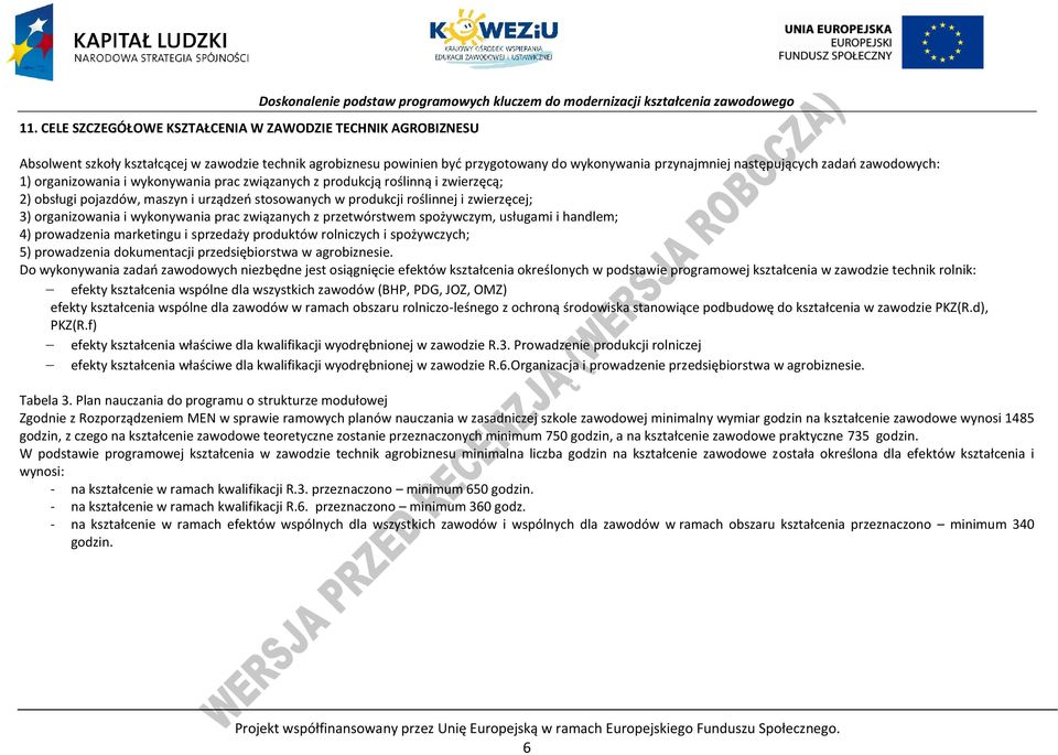 urządzeń stosowanych w produkcji roślinnej i zwierzęcej; 3) organizowania i wykonywania prac związanych z przetwórstwem spożywczym, usługami i handlem; 4) prowadzenia marketingu i sprzedaży produktów