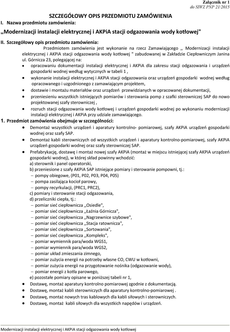 Zakładzie Ciepłowniczym Janina ul.