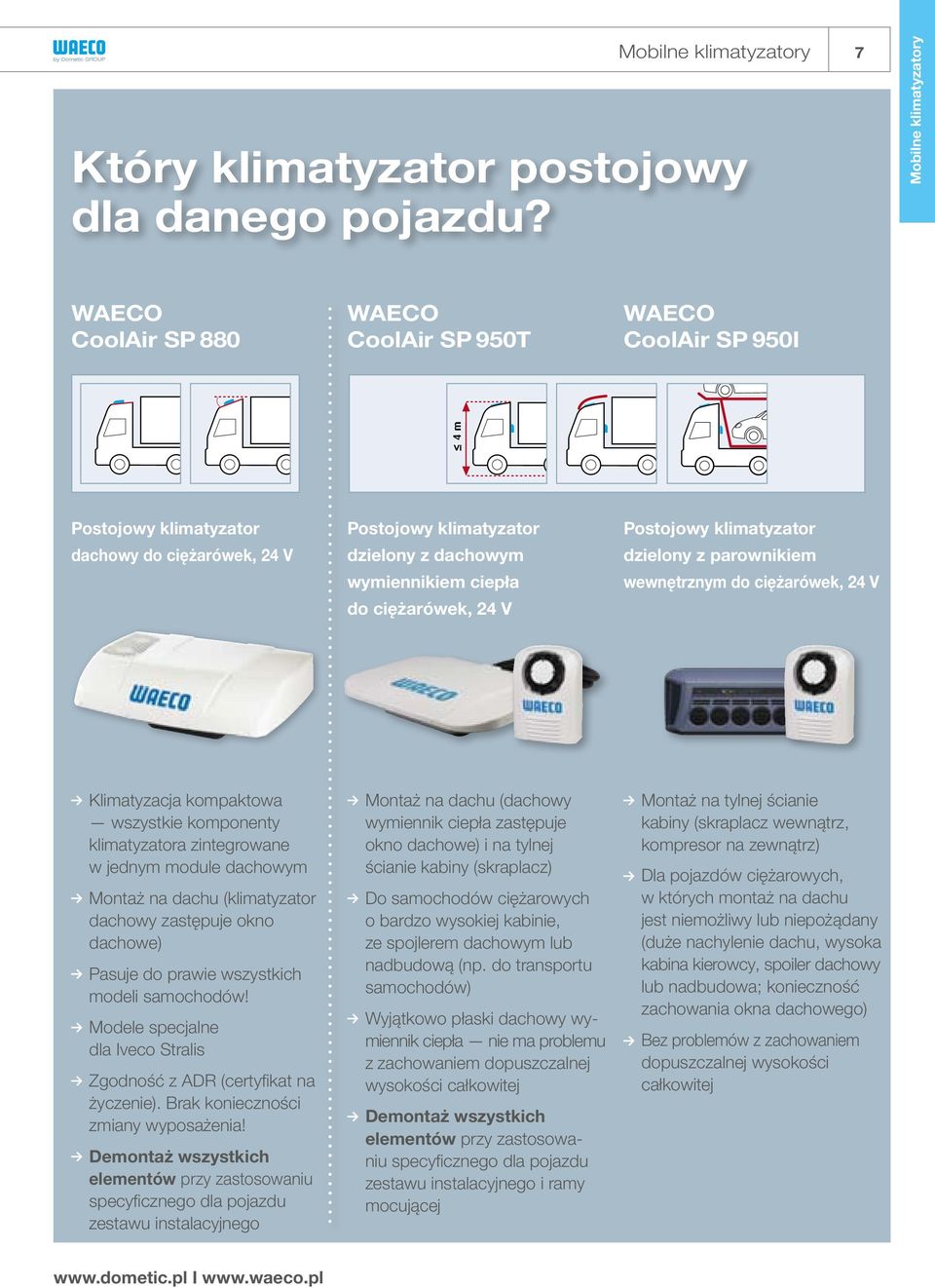 wymiennikiem ciepła do ciężarówek, 24 V 4 m Postojowy klimatyzator dzielony z parownikiem wewnętrznym do ciężarówek, 24 V Klimatyzacja kompaktowa wszystkie komponenty klimatyzatora zintegrowane w