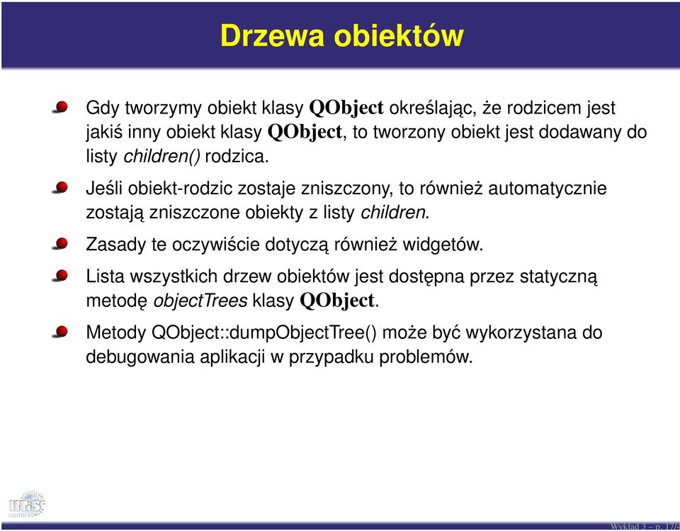 jest dodawany do listy children() rodzica.