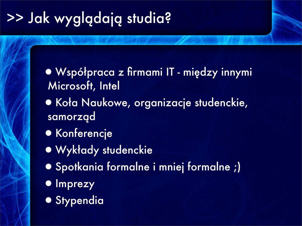 Intel Koła Naukowe, organizacje studenckie, samorząd