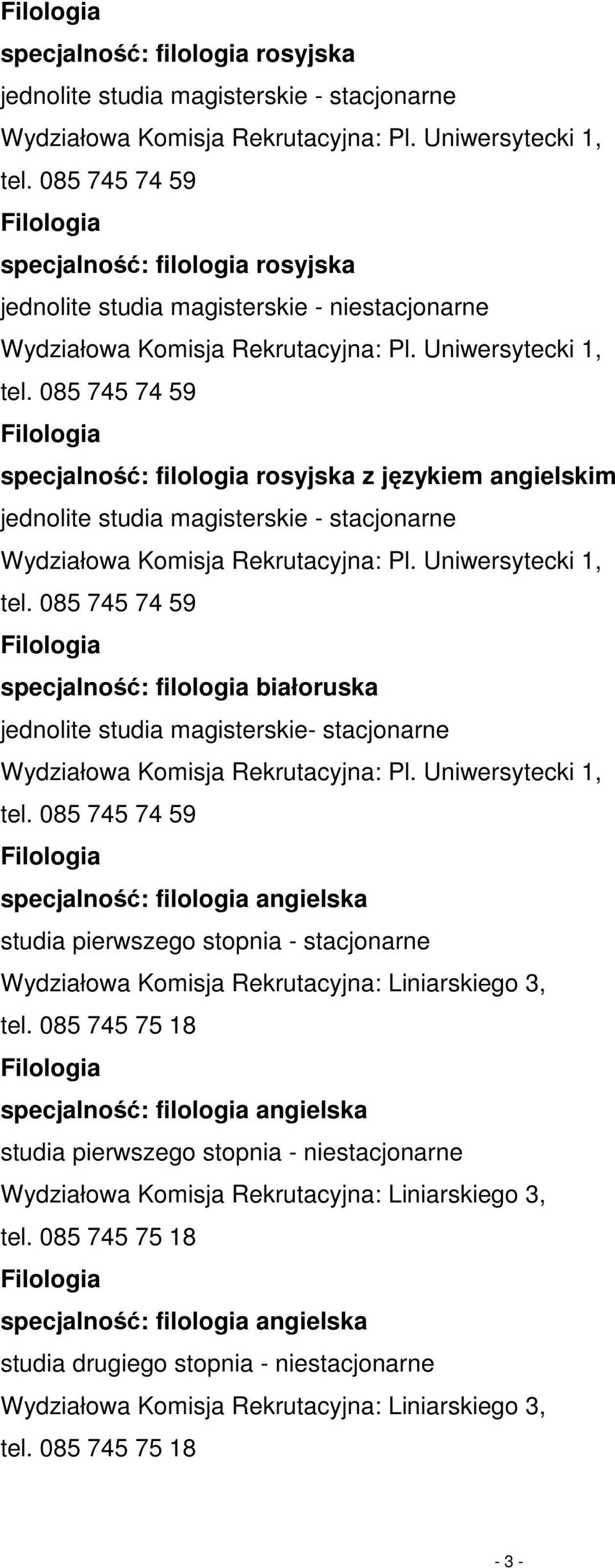 filologia białoruska jednolite studia magisterskie- stacjonarne