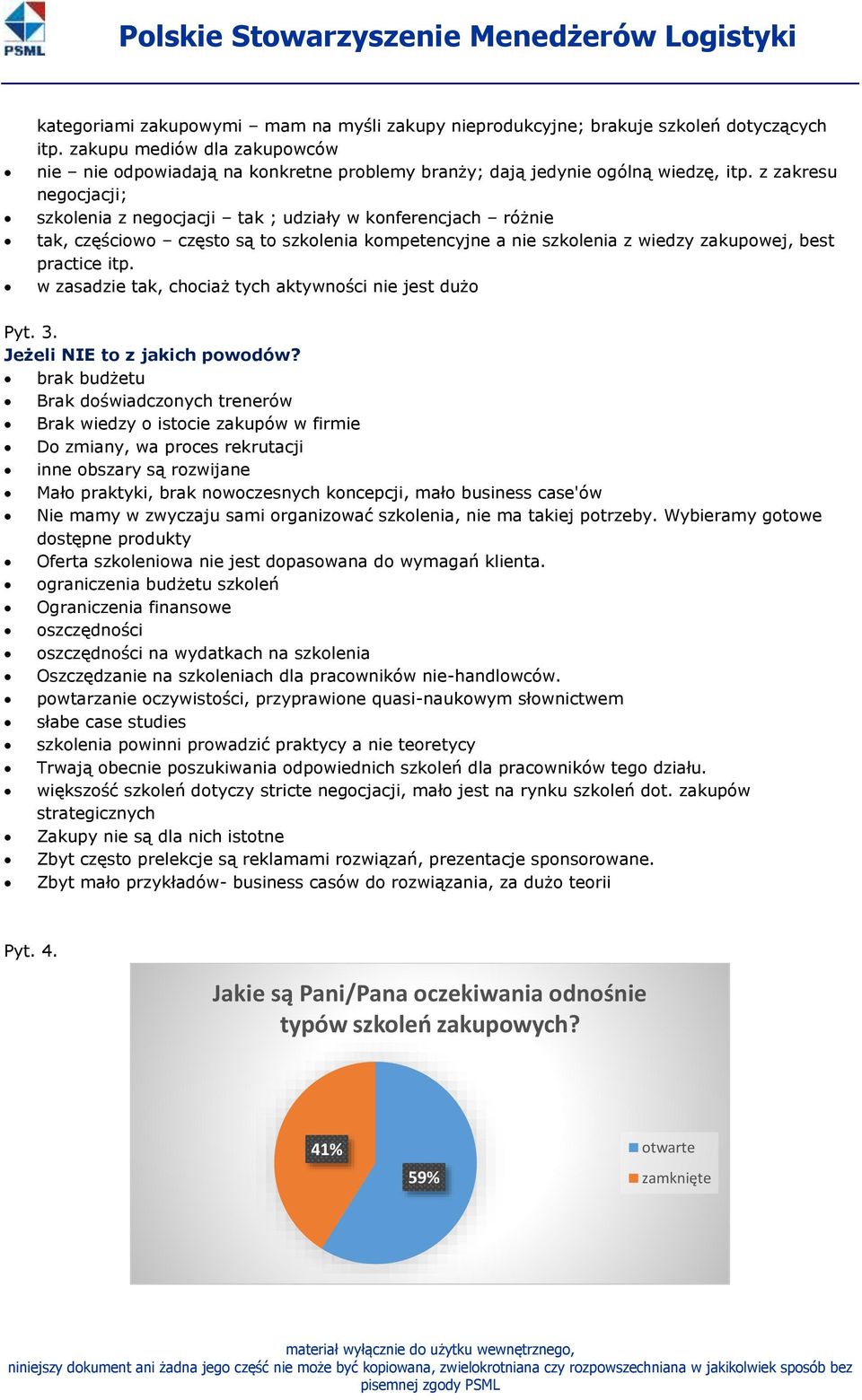 z zakresu negocjacji; szkolenia z negocjacji tak ; udziały w konferencjach różnie tak, częściowo często są to szkolenia kompetencyjne a nie szkolenia z wiedzy zakupowej, best practice itp.