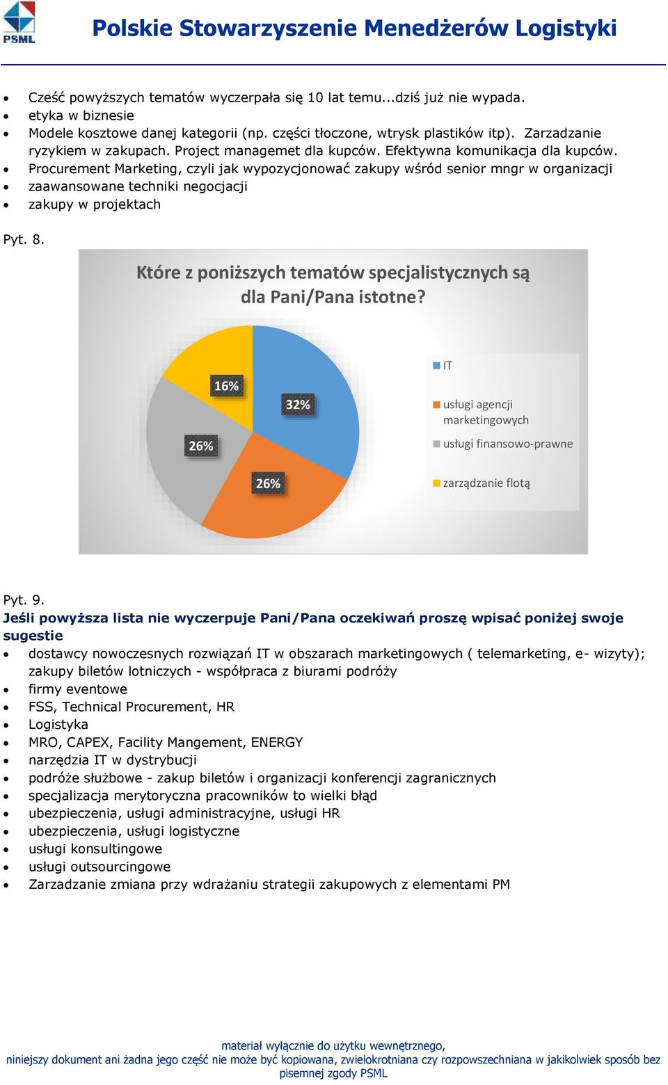 Procurement Marketing, czyli jak wypozycjonować zakupy wśród senior mngr w organizacji zaawansowane techniki negocjacji zakupy w projektach Pyt. 8.