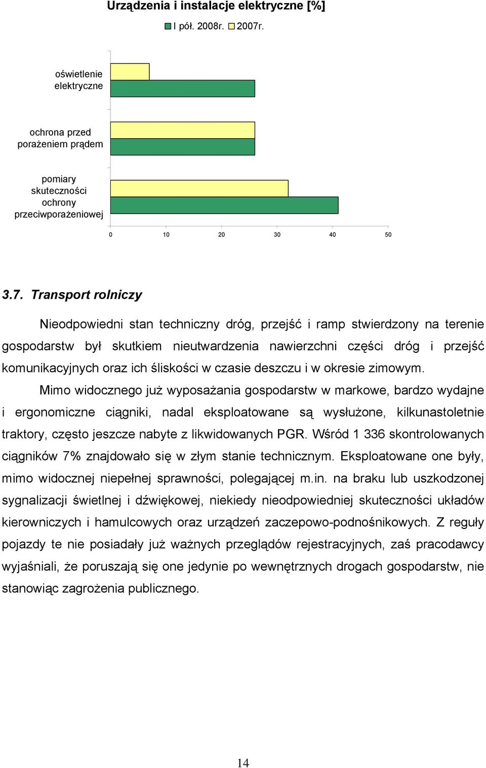 Transport rolniczy Nieodpowiedni stan techniczny dróg, przejść i ramp stwierdzony na terenie gospodarstw był skutkiem nieutwardzenia nawierzchni części dróg i przejść komunikacyjnych oraz ich