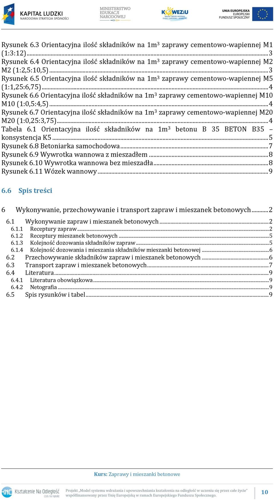 6 Orientacyjna ilość składników na 1m 3 zaprawy cementowo-wapiennej M10 M10 (1:0,5:4,5)... 4 Rysunek 6.7 Orientacyjna ilość składników na 1m 3 zaprawy cementowo-wapiennej M20 M20 (1:0,25:3,75).