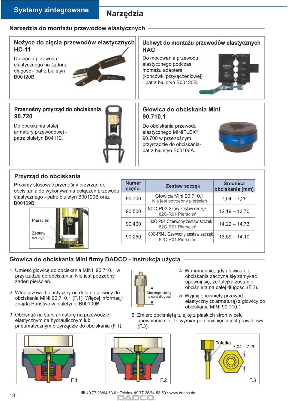 Głowica do obciskania Mini 90.710.1 Do obciskania przewodu MINIFLEX 90.700 w przenośnym przyrządzie do obciskaniapatrz biuletyn B00106A.