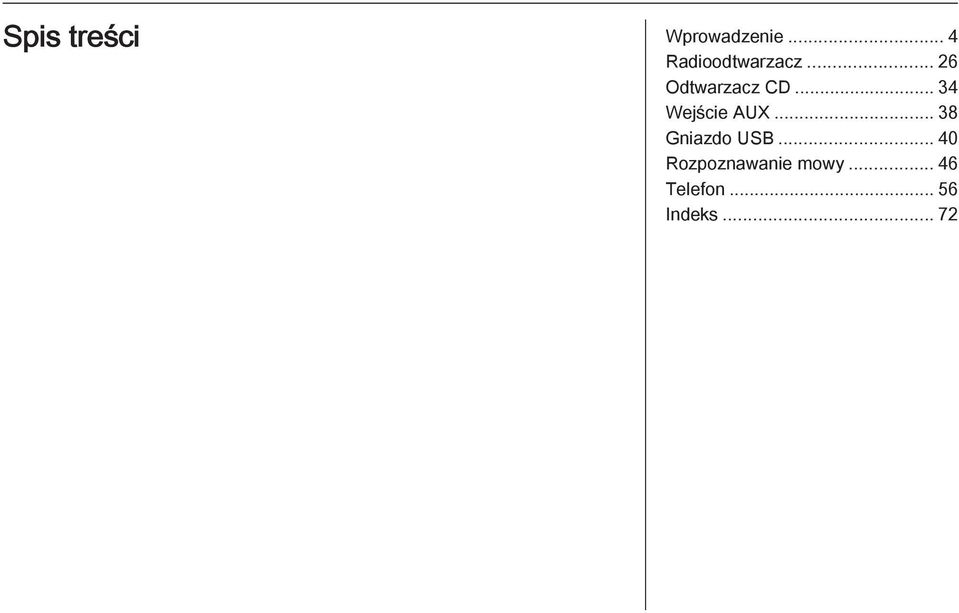 .. 34 Wejście AUX... 38 Gniazdo USB.