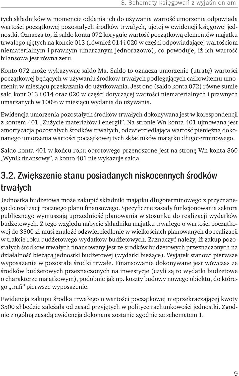 Oznacza to, iż saldo konta 072 koryguje wartość początkową elementów majątku trwałego ujętych na koncie 013 (również 014 i 020 w części odpowiadającej wartościom niematerialnym i prawnym umarzanym