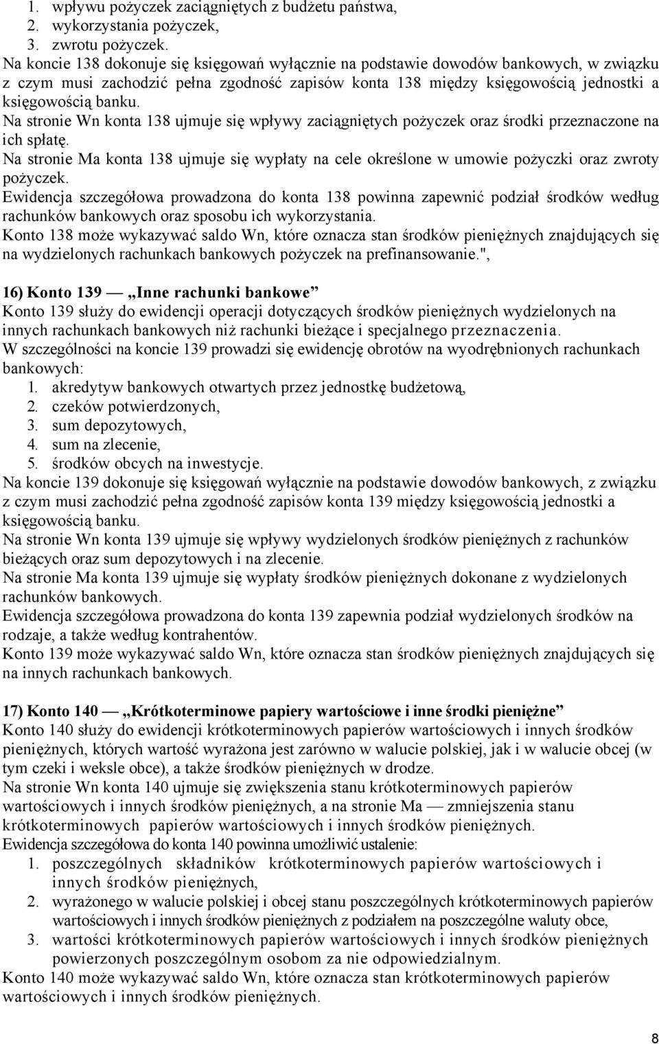 Na stronie Wn konta 138 ujmuje się wpływy zaciągniętych pożyczek oraz środki przeznaczone na ich spłatę.