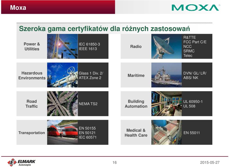 2/ ATEX Zone 2 Maritime DVN/ GL/ LR/ ABS/ NK Road Traffic NEMA TS2 Building Automation UL