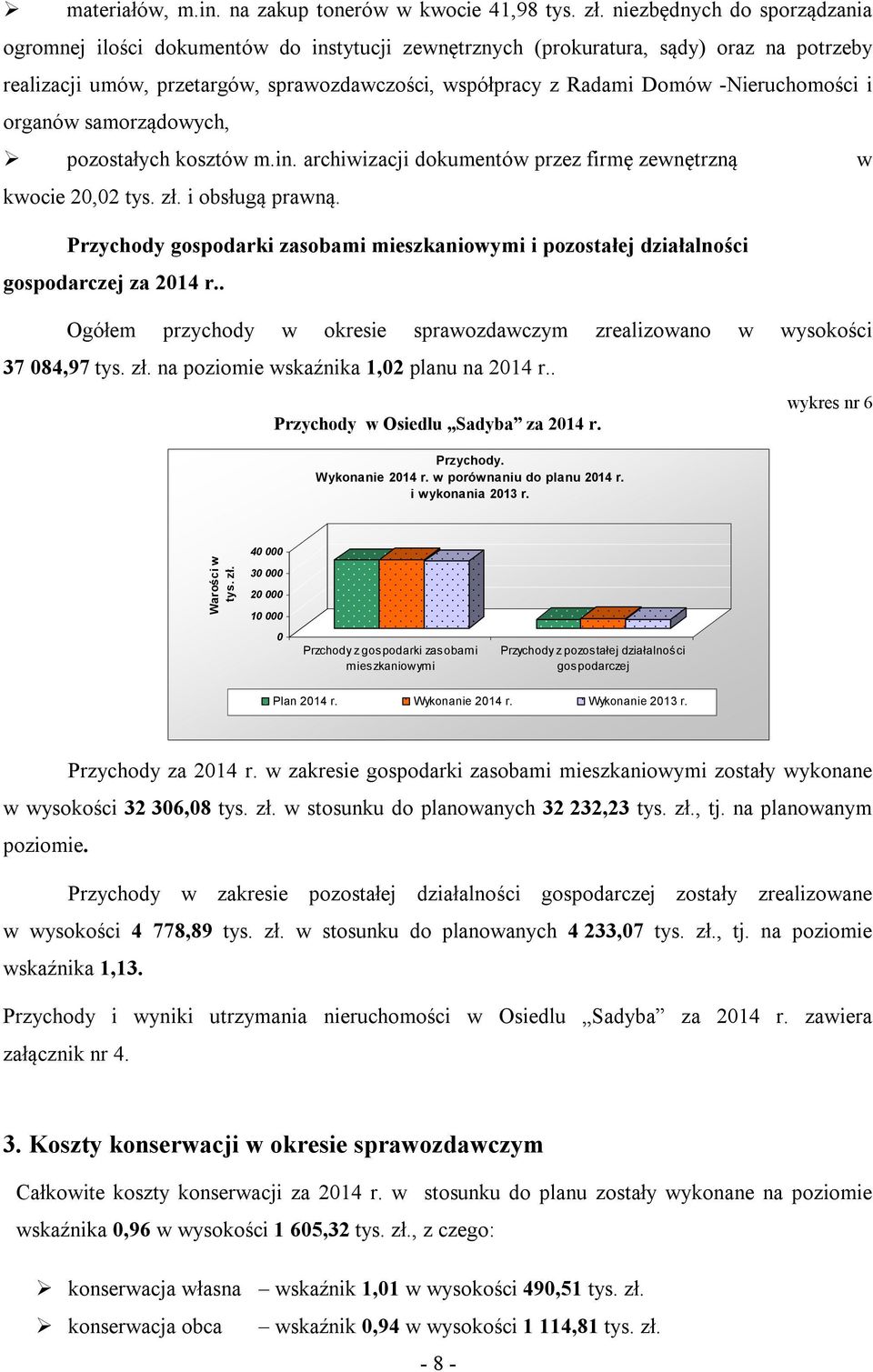 -Nieruchomości i organów samorządowych, pozostałych kosztów m.in. archiwizacji dokumentów przez firmę zewnętrzną w kwocie 20,02 tys. zł. i obsługą prawną.