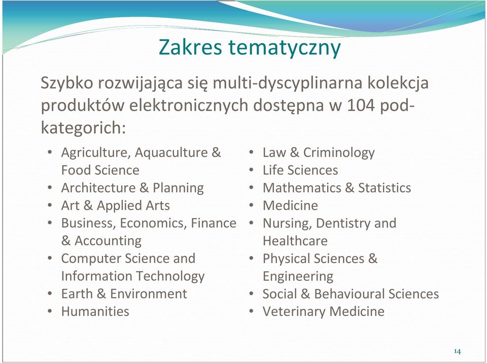 Computer Science and Information Technology Earth & Environment Humanities Law & Criminology Life Sciences Mathematics &