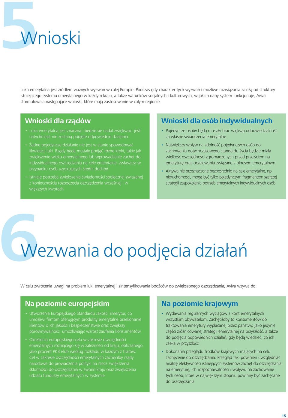 funkcjonuje, Aviva sformułowała następujące wnioski, które mają zastosowanie w całym regionie.