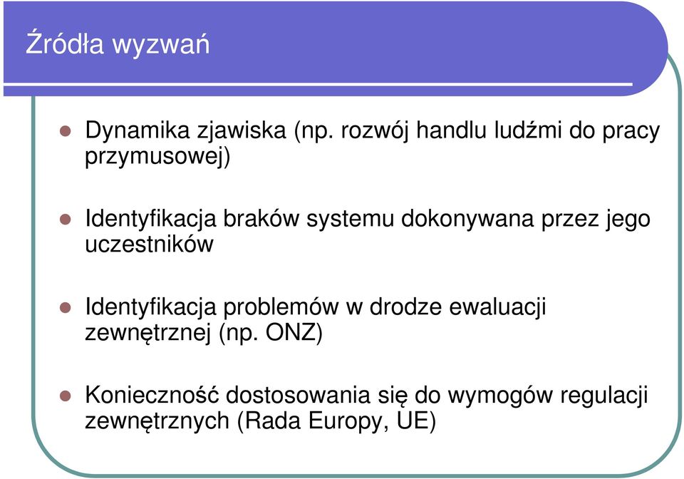 dokonywana przez jego uczestników Identyfikacja problemów w drodze