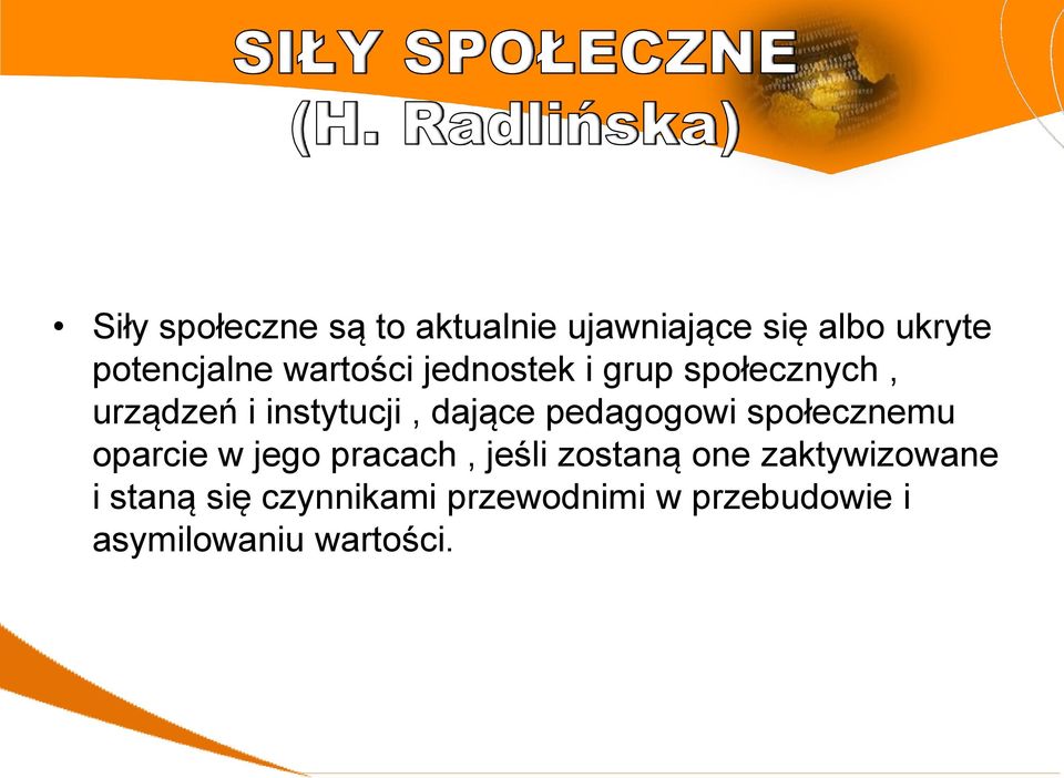 pedagogowi społecznemu oparcie w jego pracach, jeśli zostaną one