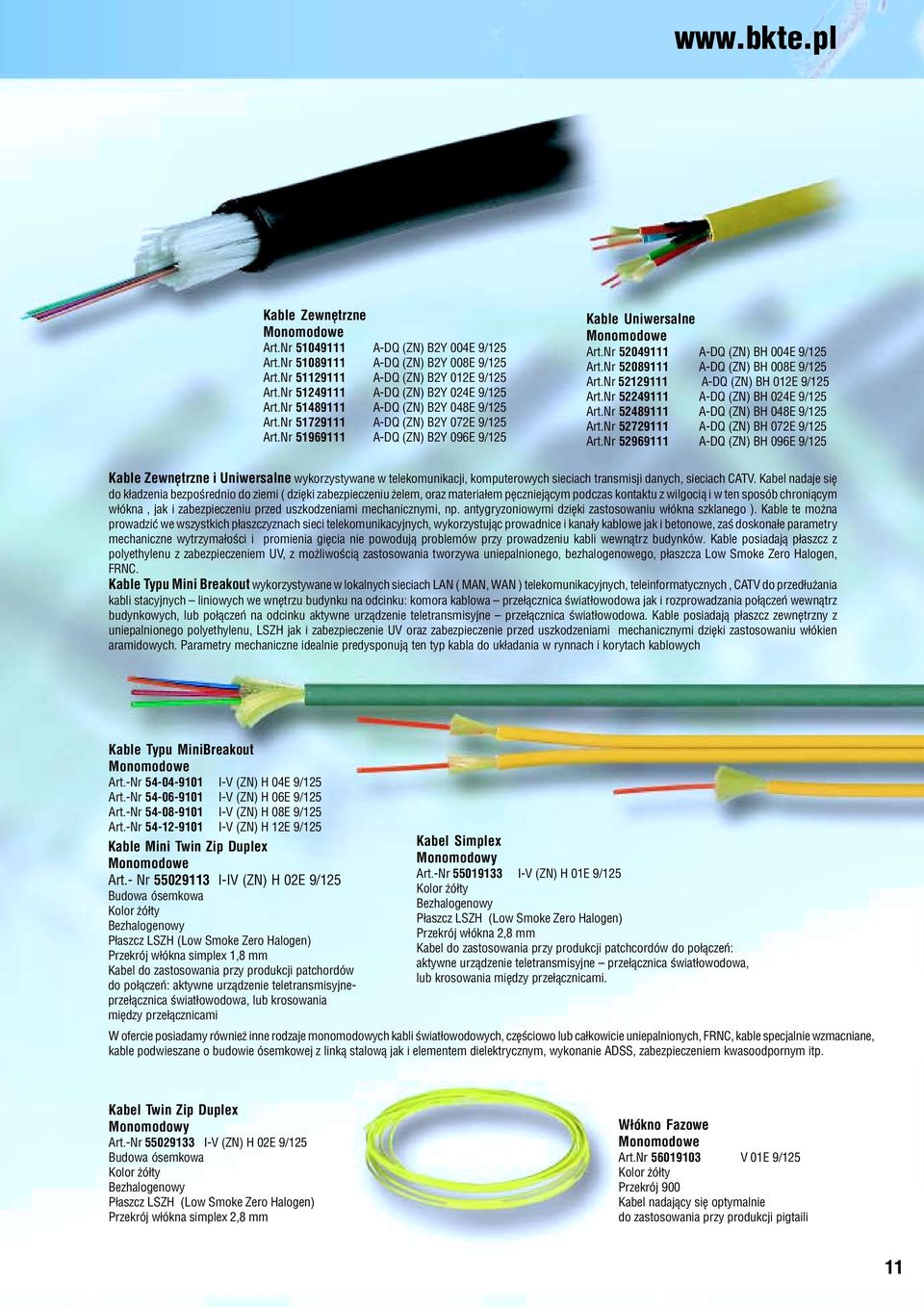 Nr 52049111 A-DQ (ZN) BH 004E 9/125 Art.Nr 52089111 A-DQ (ZN) BH 008E 9/125 Art.Nr 52129111 A-DQ (ZN) BH 012E 9/125 Art.Nr 52249111 A-DQ (ZN) BH 024E 9/125 Art.Nr 52489111 A-DQ (ZN) BH 048E 9/125 Art.