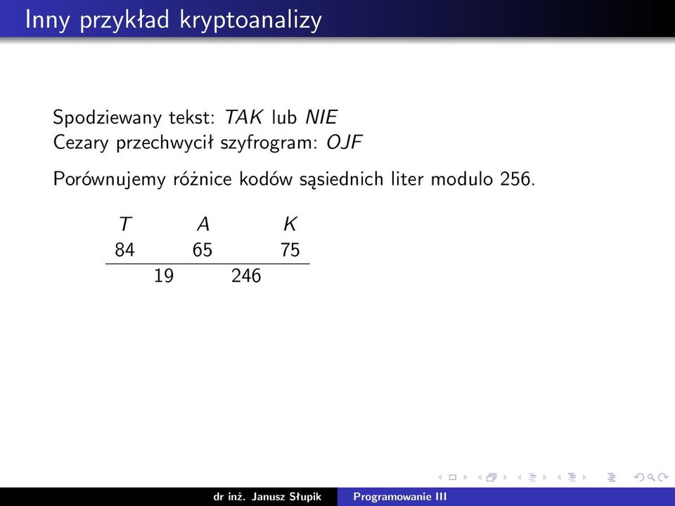 szyfrogram: OJF Porównujemy różnice kodów