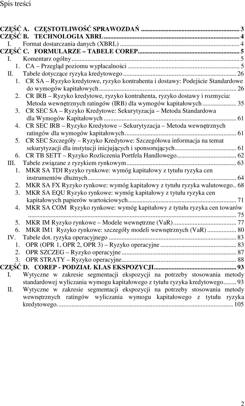 CR IRB Ryzyko kredytowe, ryzyko kontrahenta, ryzyko dostawy i rozmycia: Metoda wewnętrznych ratingów (IRB) dla wymogów kapitałowych... 35 3.