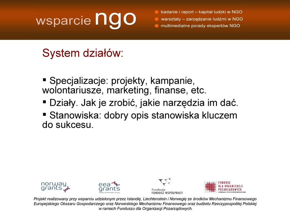 Działy. Jak je zrobić, jakie narzędzia im dać.