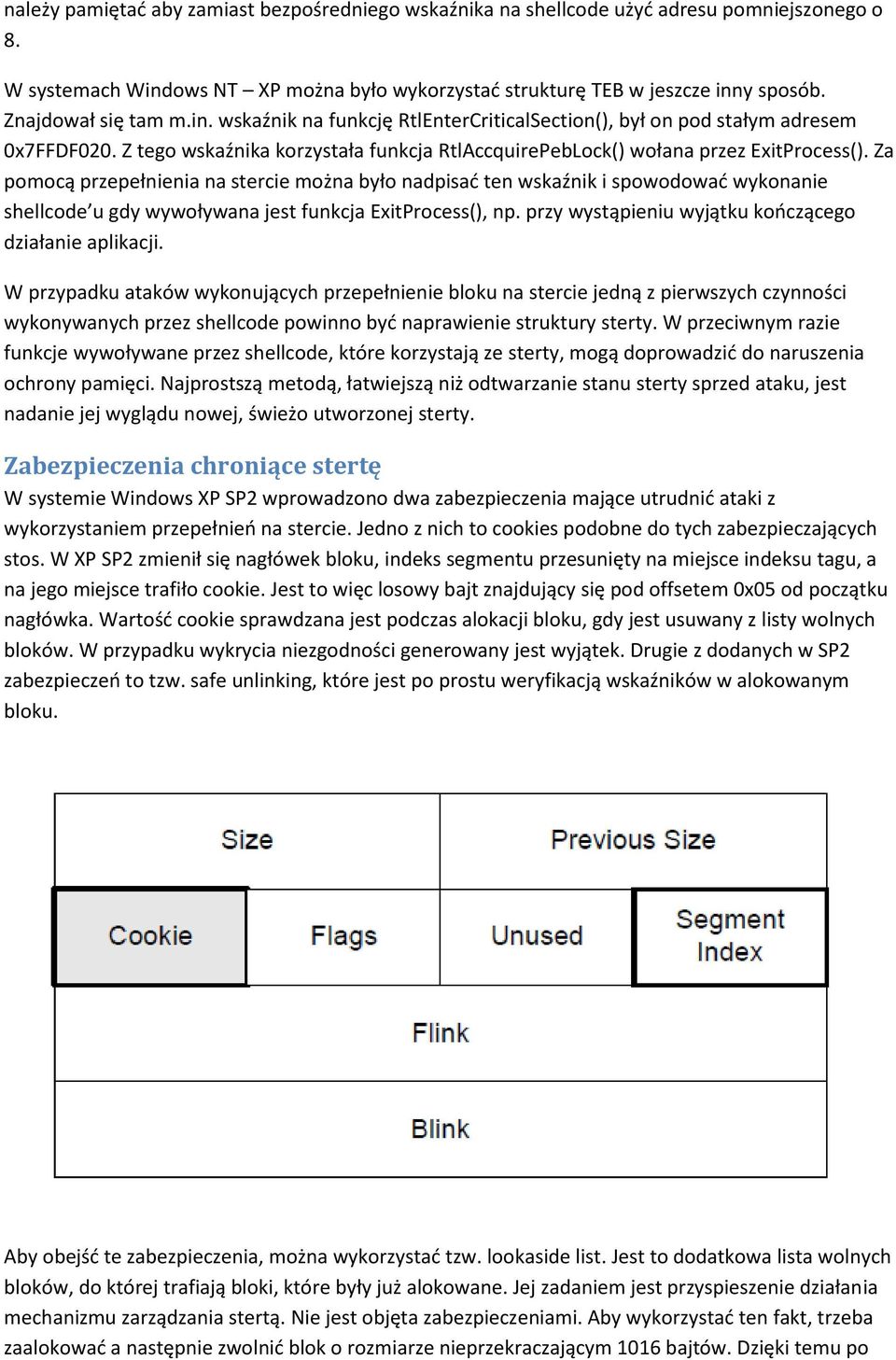 Za pomocą przepełnienia na stercie można było nadpisać ten wskaźnik i spowodować wykonanie shellcode u gdy wywoływana jest funkcja ExitProcess(), np.