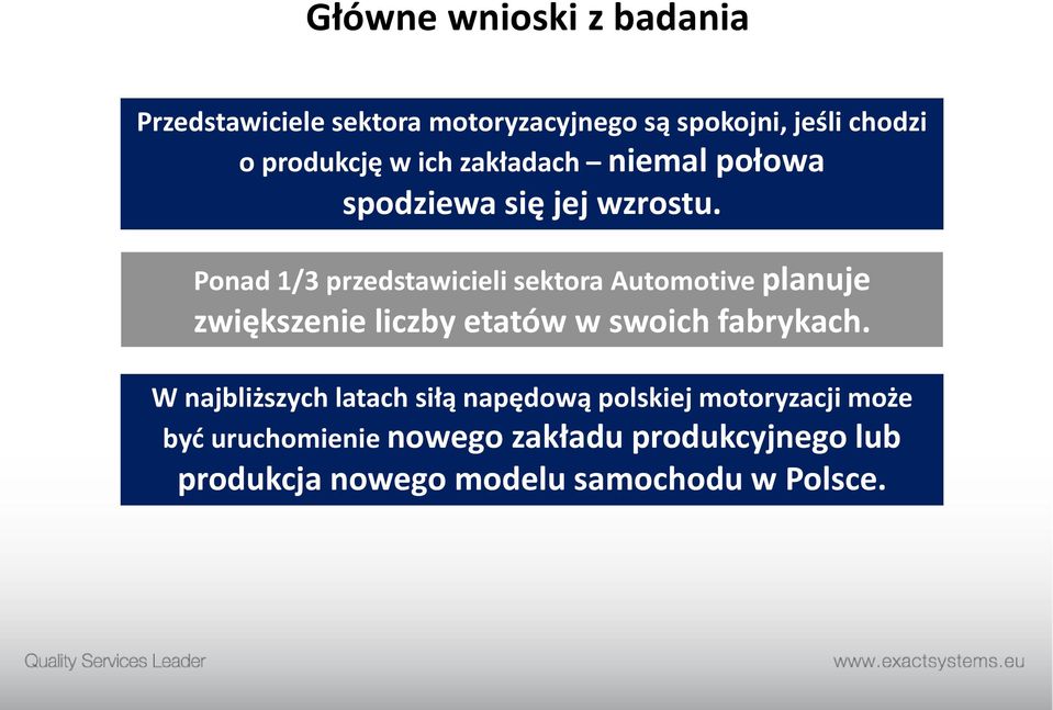 Ponad 1/3 przedstawicieli sektora Automotive planuje zwiększenie liczby etatów w swoich fabrykach.