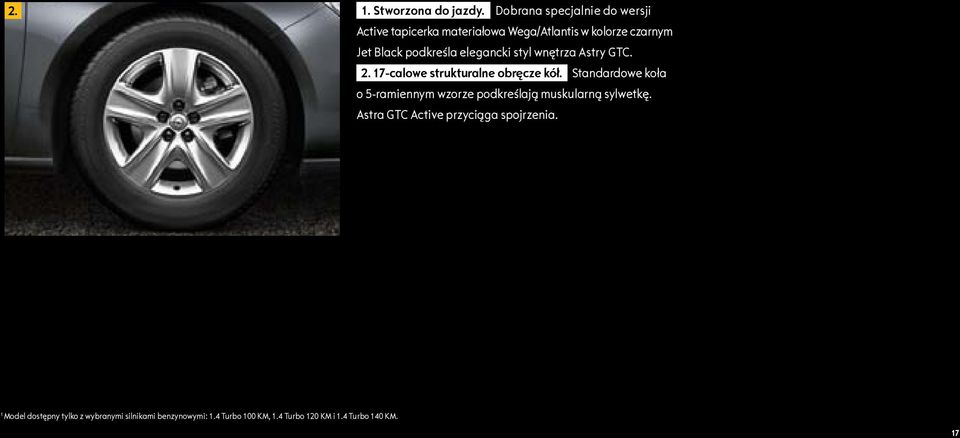 podkreśla elegancki styl wnętrza Astry GTC. 2. 17-calowe strukturalne obręcze kół.