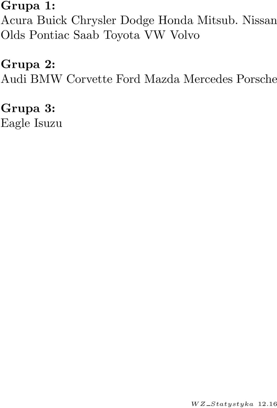 Volvo Grupa 2: Audi BMW Corvette Ford Mazda